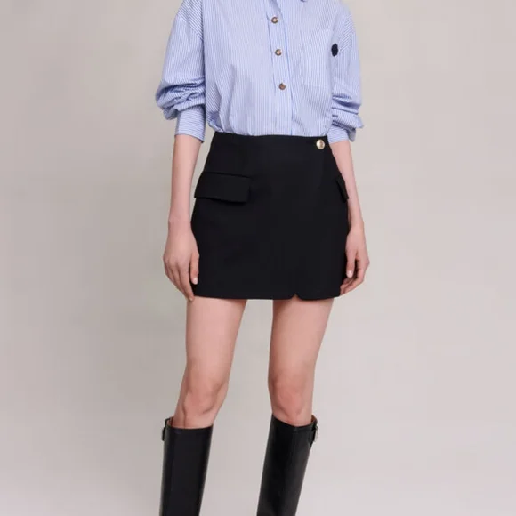 MAJE Asymmetric Wool Wrap Skirt, NWT. Sz L - Picture 4 of 6